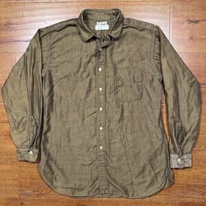 Vintage 1950s Smiths Button Up Shirt Mens M Brown Long Sleeve Warner Bros VTG